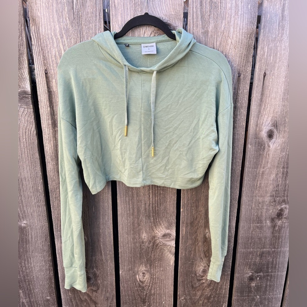 Women's‎ Gymshark Hoodie Green Solid Pullover Mid-Riff S Whitney Simmons Active